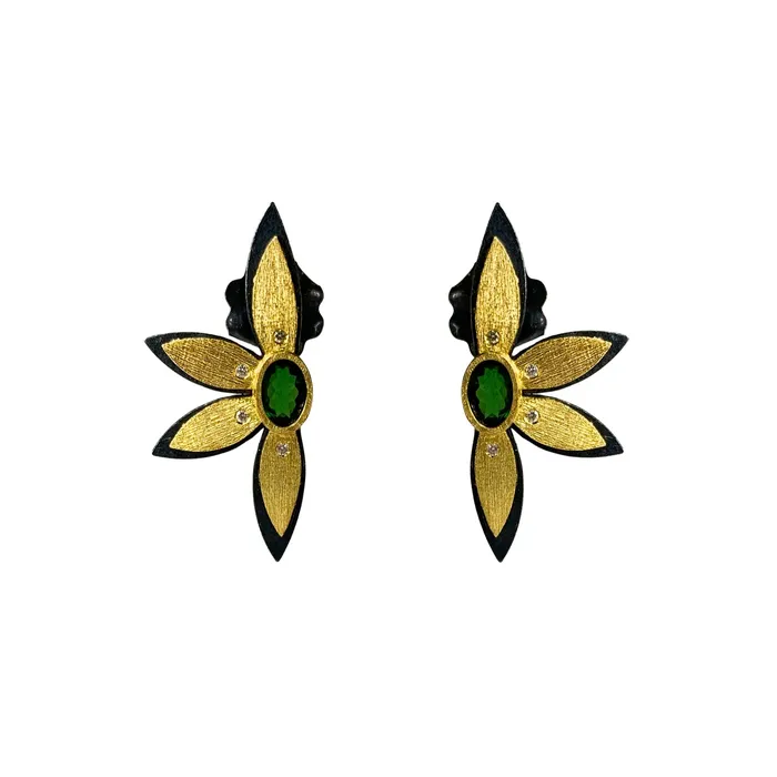 Garnet Diamond Floral Earrings Alishan Earrings