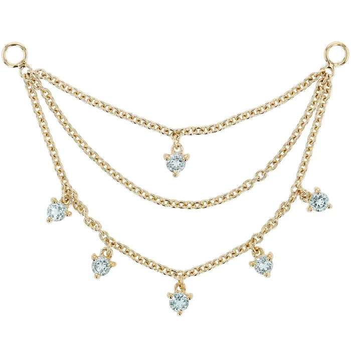Triple Chain with Dripping Sky Blue Topaz Modern Mood Necklaces