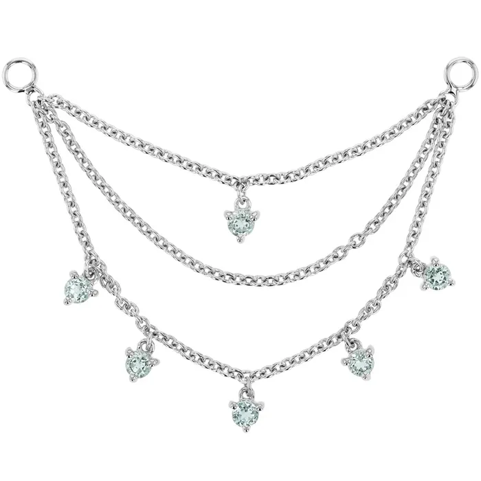 Triple Chain with Dripping Sky Blue Topaz Modern Mood Necklaces