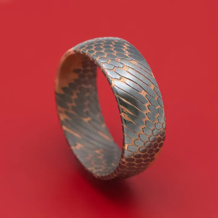 Lashbrook Rings Darkened Superconductor Mens Ring Custom Made TitaniumNiobium And Copper Band