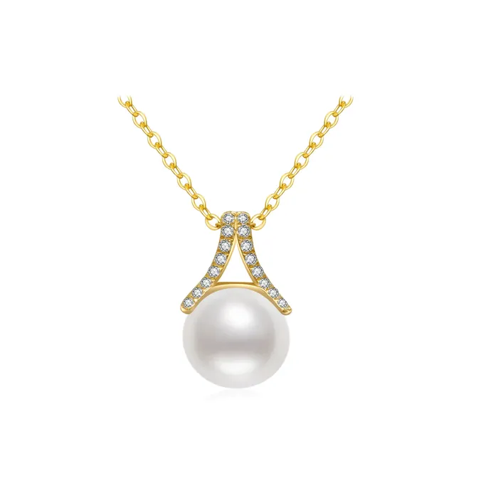 Necklaces Pearly Lustre 18K Solid Gold Hanadama Akoya Pearl Necklace KN00110