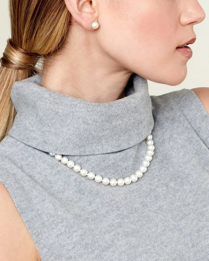 Necklaces spt 8085mm White Freshwater Pearl Necklace AAAA Quality