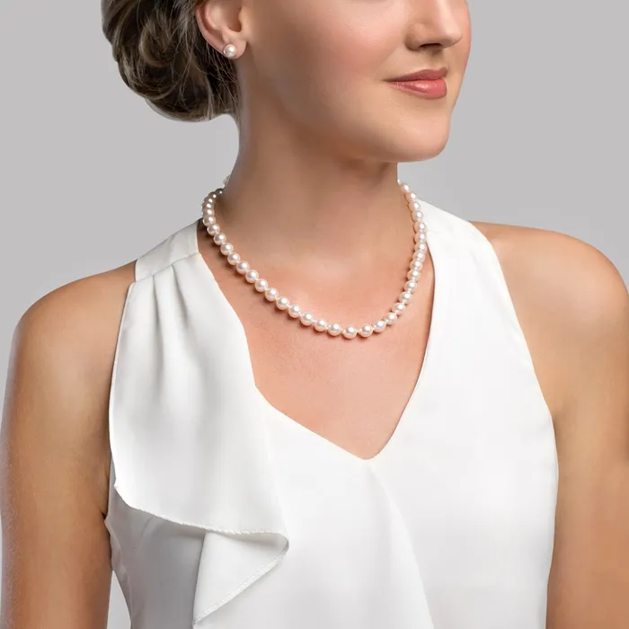 Necklaces spt 8085mm White Freshwater Pearl Necklace AAAA Quality