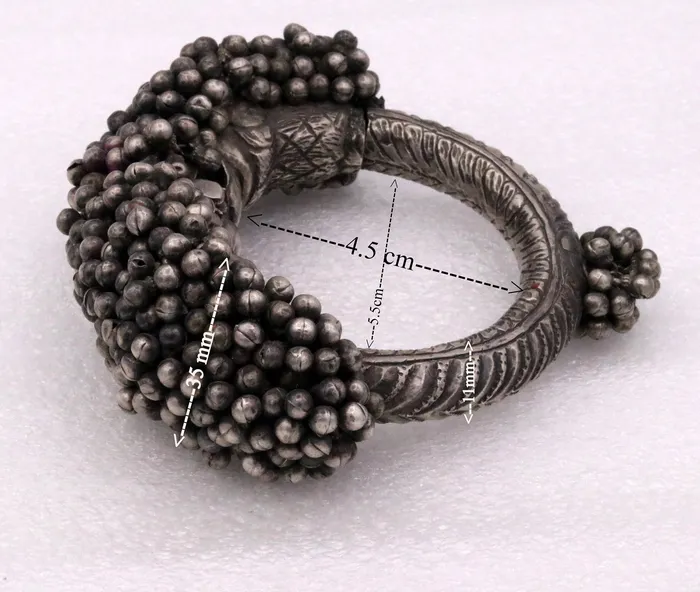 TRIBAL ORNAMENTS Vintage Original antique worn old silver bangle bracelet unique design rare indian tribal womens jewelry for belly dnaceghoomar dance cb02 Bracelets