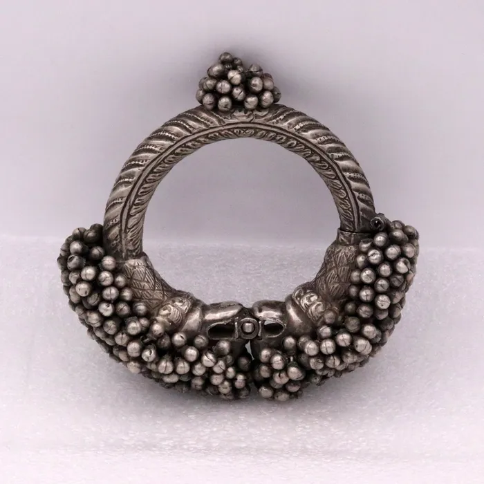 TRIBAL ORNAMENTS Vintage Original antique worn old silver bangle bracelet unique design rare indian tribal womens jewelry for belly dnaceghoomar dance cb02 Bracelets