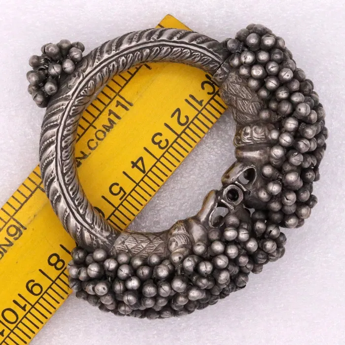 TRIBAL ORNAMENTS Vintage Original antique worn old silver bangle bracelet unique design rare indian tribal womens jewelry for belly dnaceghoomar dance cb02 Bracelets
