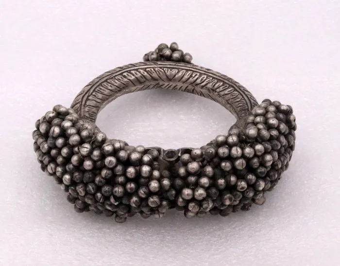 TRIBAL ORNAMENTS Vintage Original antique worn old silver bangle bracelet unique design rare indian tribal womens jewelry for belly dnaceghoomar dance cb02 Bracelets
