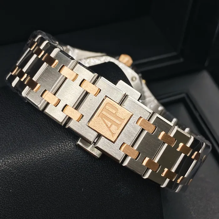 Bracelets Audemars Piguet Audemars Piguet Royal Oak Selfwinding 34mm Watch Ref 77350SROO1261SR01 Silver Dial Two Tone Stainless Steel 18K Rose Gold Bracelet