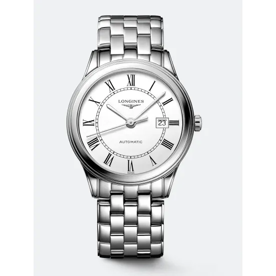 Bracelets Longines Longines Flagship Steel Case White Roman Dial Steel Bracelet 40mm