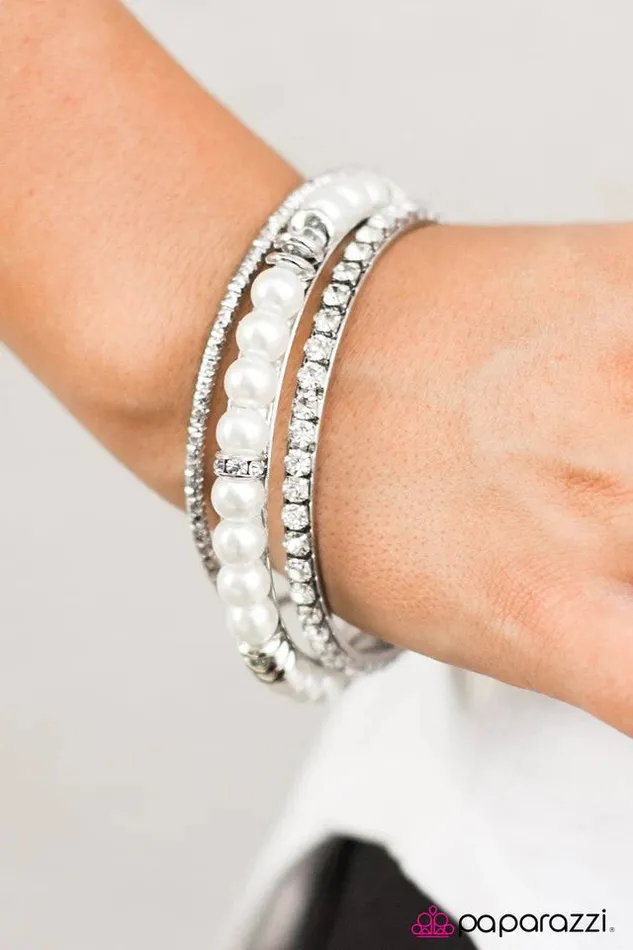 Bracelets Paparazzi Bracelet Read The REFINED Print White Paparazzi Jewelry