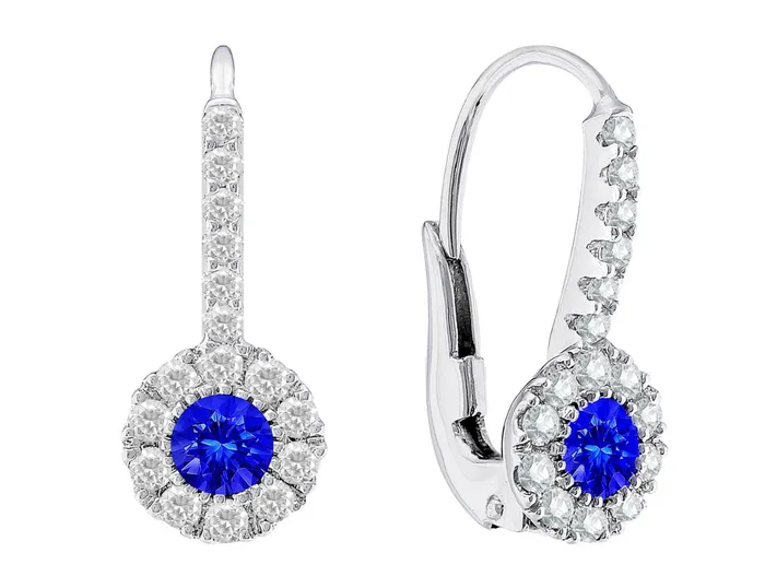 CJ Charles Jewelers Earrings 18k White Gold Sapphire Diamond Drop Earrings
