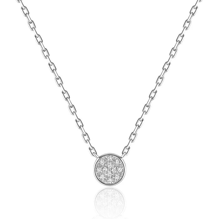 Croghans Necklaces Diamond Micro Pav Round 14K Gold Necklace
