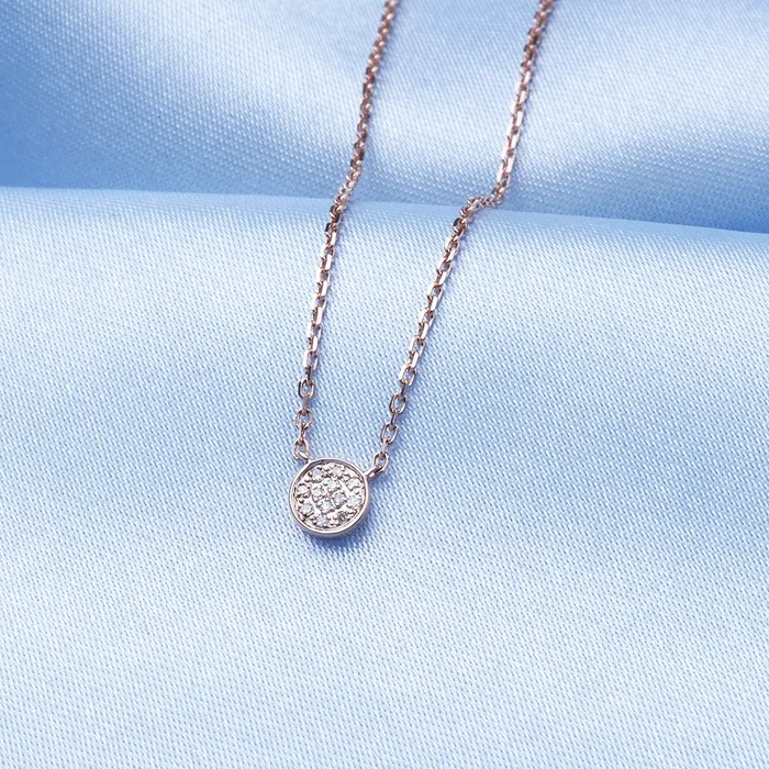 Croghans Necklaces Diamond Micro Pav Round 14K Gold Necklace