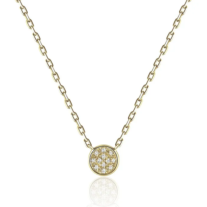 Croghans Necklaces Diamond Micro Pav Round 14K Gold Necklace