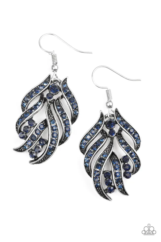 Earrings Paparazzi Jewelry Paparazzi Earring Fan The Flames Blue