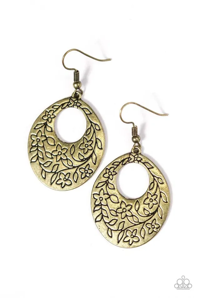 Earrings Paparazzi Jewelry Paparazzi Earring Follow The Flowers Brass