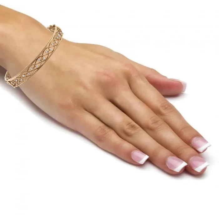Ladies Bangle 14k Rose Gold with 100ctw bracelet BR1500 Diamond Source NYC Bracelets