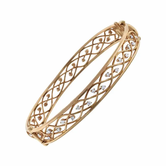 Ladies Bangle 14k Rose Gold with 100ctw bracelet BR1500 Diamond Source NYC Bracelets