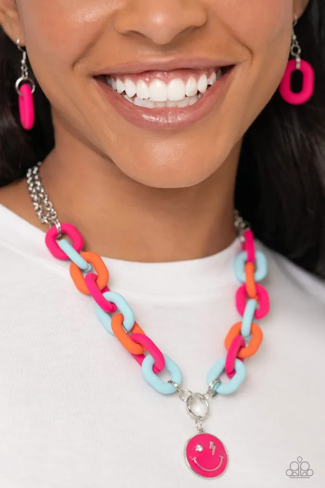 Necklaces Paparazzi Jewelry Paparazzi Necklace Speed SMILE Pink