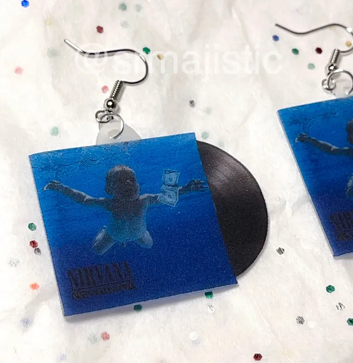 Nirvana Nevermind Vinyl Album Handmade Earrings Sam Makes Things Earrings