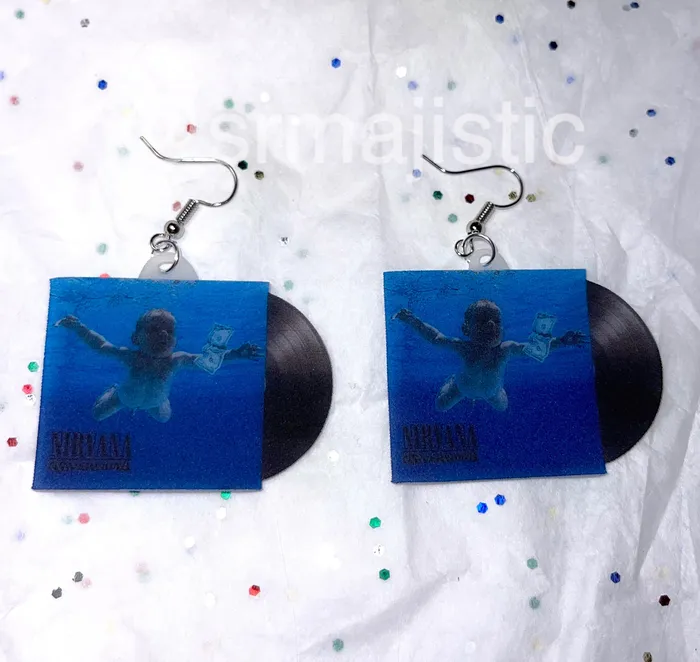 Nirvana Nevermind Vinyl Album Handmade Earrings Sam Makes Things Earrings