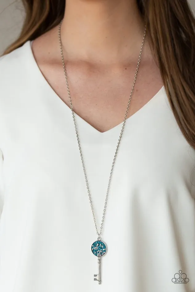 Paparazzi Necklace Key Keepsake Blue Paparazzi Jewelry Necklaces