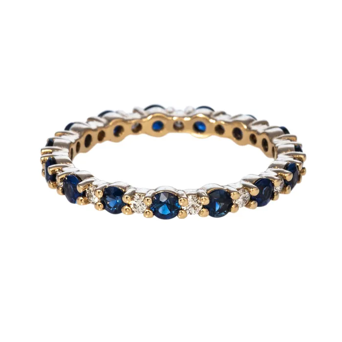 Rings Croghans Sapphire Diamond 14K Yellow Gold Eternity Band