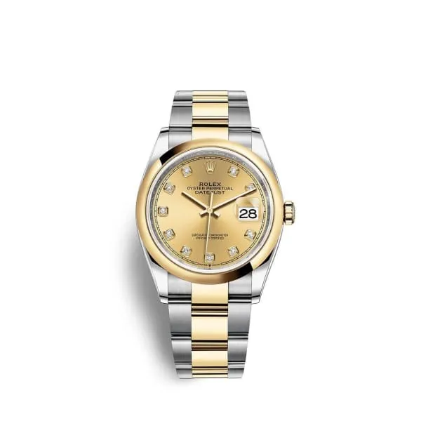 Rolex Datejust 36mm Ref 1262030018 Champagne Diamond Dial Two Tone Stainless Steel 18K Yellow Gold Oyster Bracelet Watch Rolex Bracelets Rolex Datejust 36mm Ref 1262030018 Champagne Diamond Dial Two Tone Stainless Steel 18K Yellow Gold Oyster Bracelet Watch Rolex Bracelets
