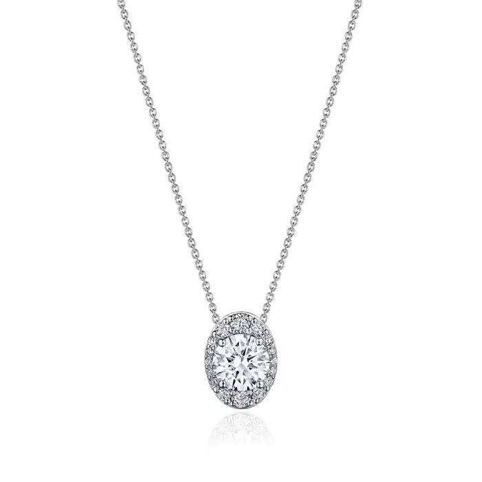 Tacori Necklaces Tacori 14K White Gold Oval Bloom Diamond Pendant Mount Necklace