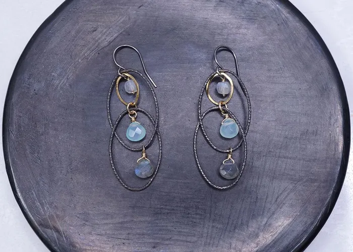 Textured Interlocking Oval Earrings Calliope Earrings