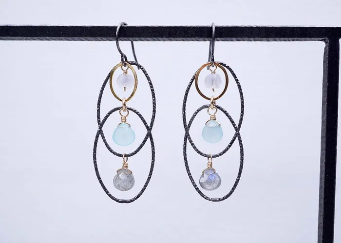 Textured Interlocking Oval Earrings Calliope Earrings