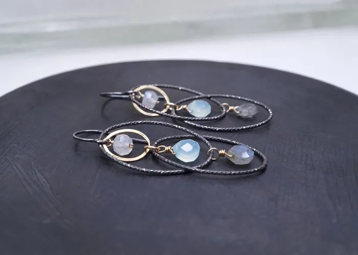 Textured Interlocking Oval Earrings Calliope Earrings