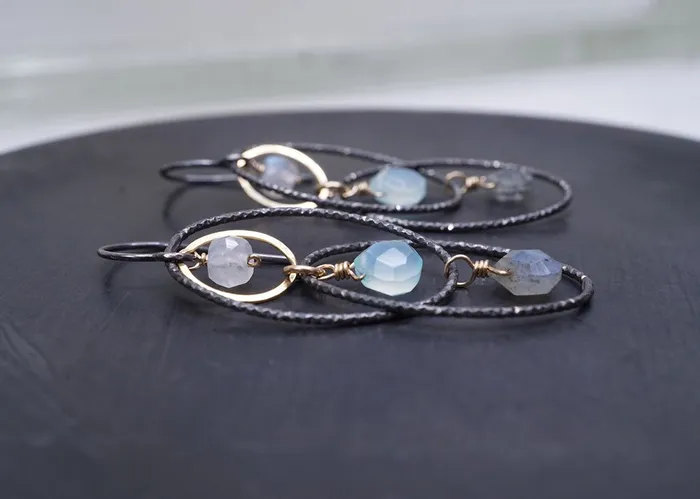 Textured Interlocking Oval Earrings Calliope Earrings
