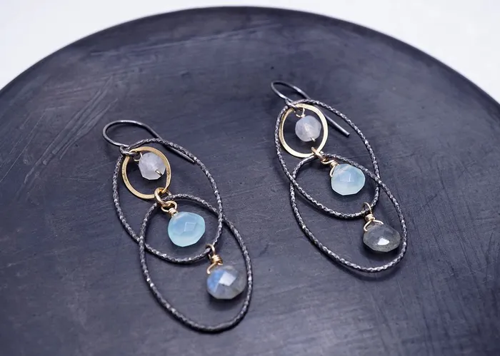 Textured Interlocking Oval Earrings Calliope Earrings