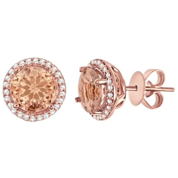 1202 Carats Morganite With Natural Earth Mined Diamonds Stud Earrings Rose Gold 14K GB Earrings 1202 Carats Morganite With Natural Earth Mined Diamonds Stud Earrings Rose Gold 14K GB Earrings