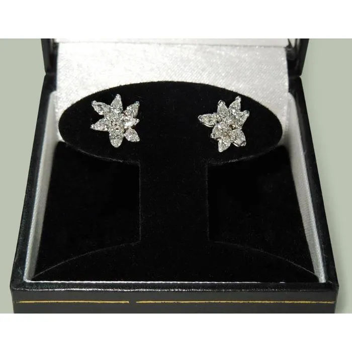 3 Carats Pear Shape Round Real Natural Earth Mined Diamond Cluster Earrings Gold GB Earrings 3 Carats Pear Shape Round Real Natural Earth Mined Diamond Cluster Earrings Gold GB Earrings