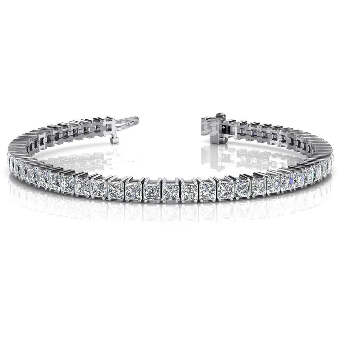 Bracelets Princess Cut Natural Earth Mined Diamond Ladies Tennis Bracelet 11 Carat White Gold 14K GB