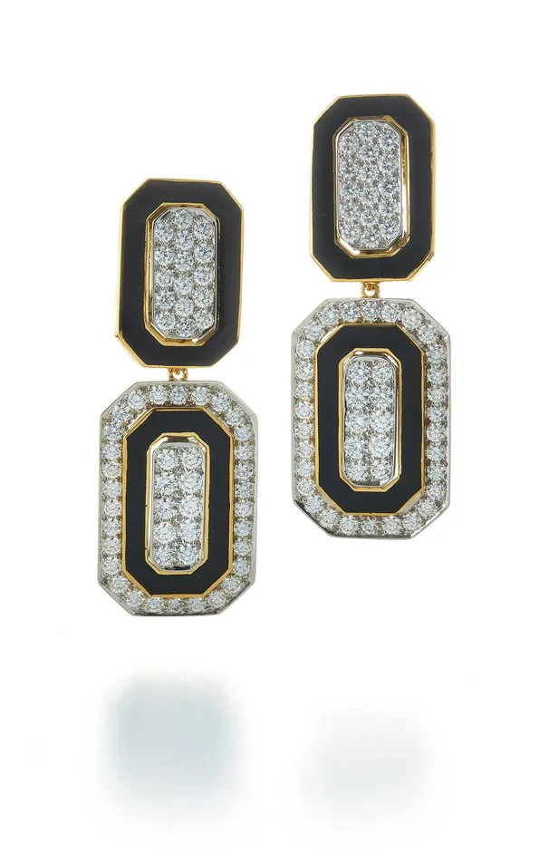 David Webb Workshop Earrings Tuxedo Earrings