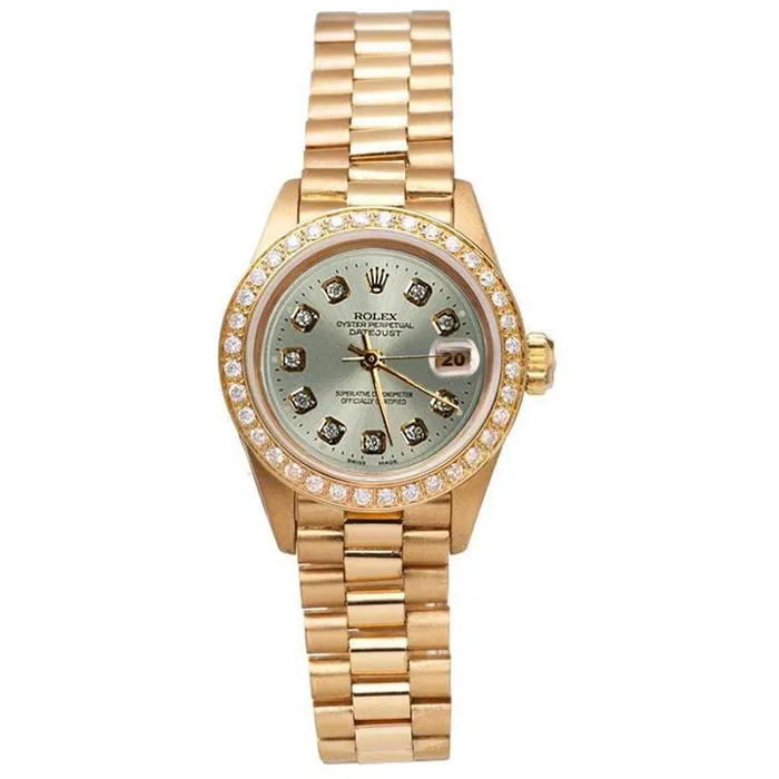 Dj Silver Diamond Dial Bezel Rolex President Style Lady Watch Yg GB Watches Dj Silver Diamond Dial Bezel Rolex President Style Lady Watch Yg GB Watches