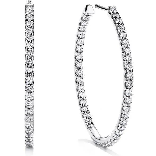 Earrings 4 Ct Round Brilliant Cut Natural Earth Mined Diamonds Lady Hoop Earrings 14K White Gold GB Earrings 4 Ct Round Brilliant Cut Natural Earth Mined Diamonds Lady Hoop Earrings 14K White Gold GB