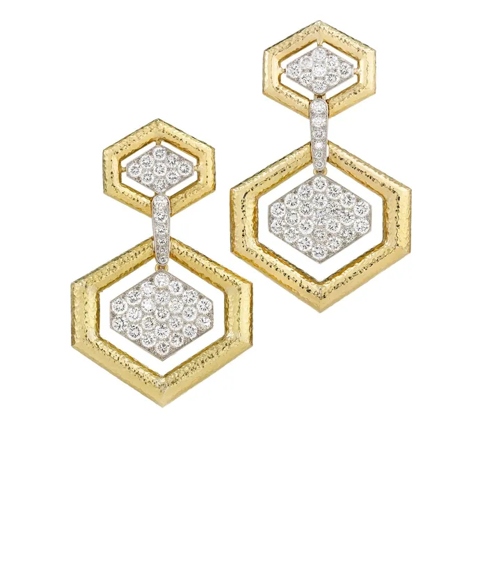 Earrings David Webb Workshop Madison Hexagon Earrings