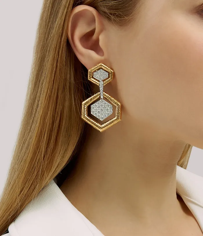 Earrings David Webb Workshop Madison Hexagon Earrings