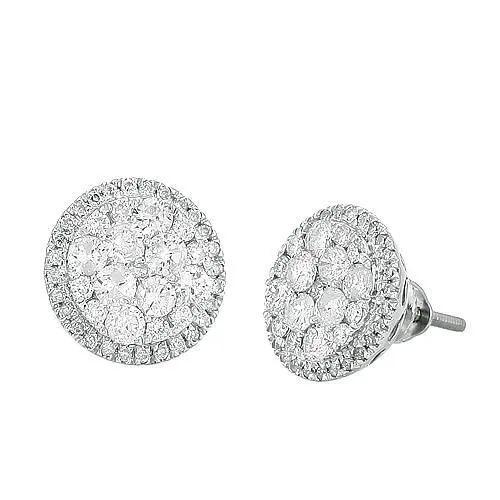 Earrings Halo Natural Earth Mined Diamond Cluster Earrings GB