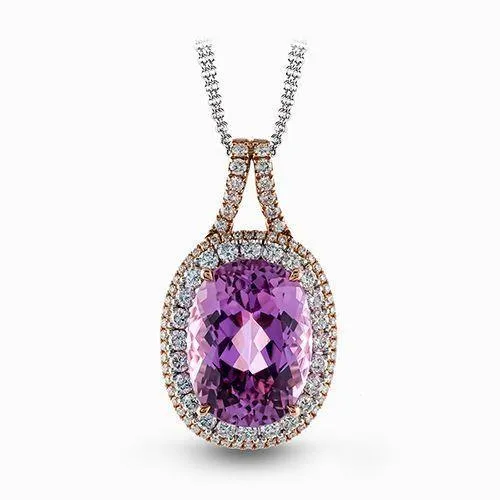 GB 1625 Carats Oval Pink Kunzite With Natural Earth Mined Diamond Pendant Gold 14K Necklaces GB 1625 Carats Oval Pink Kunzite With Natural Earth Mined Diamond Pendant Gold 14K Necklaces