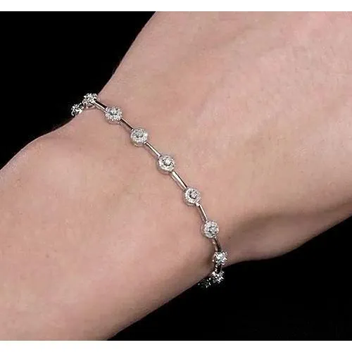 GB Bracelets Round Natural Earth Mined Diamond Bracelet 6 Carats Bezel Set Women Jewelry 14K GB Bracelets Round Natural Earth Mined Diamond Bracelet 6 Carats Bezel Set Women Jewelry 14K