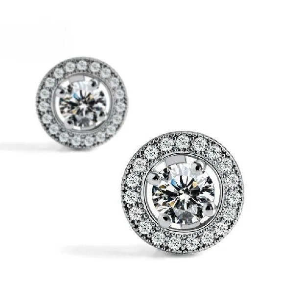 GB Earrings Sparkling Round Natural Earth Mined Diamond Stud Halo Earrings 160 Carat Gold White 14K GB Earrings Sparkling Round Natural Earth Mined Diamond Stud Halo Earrings 160 Carat Gold White 14K