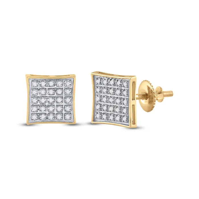 GND GND 10kt Yellow Gold Mens Round Diamond Kite Square Earrings 16 Cttw Earrings GND GND 10kt Yellow Gold Mens Round Diamond Kite Square Earrings 16 Cttw Earrings
