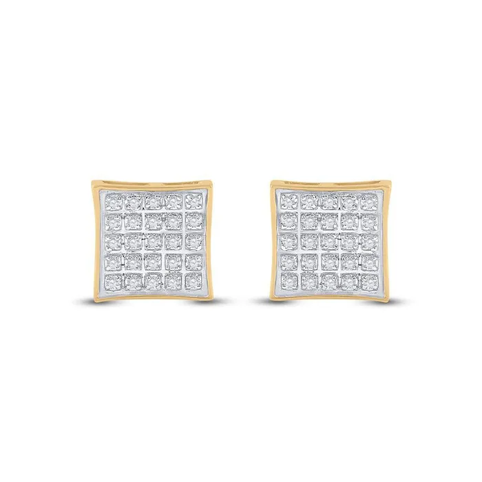 GND GND 10kt Yellow Gold Mens Round Diamond Kite Square Earrings 16 Cttw Earrings GND GND 10kt Yellow Gold Mens Round Diamond Kite Square Earrings 16 Cttw Earrings