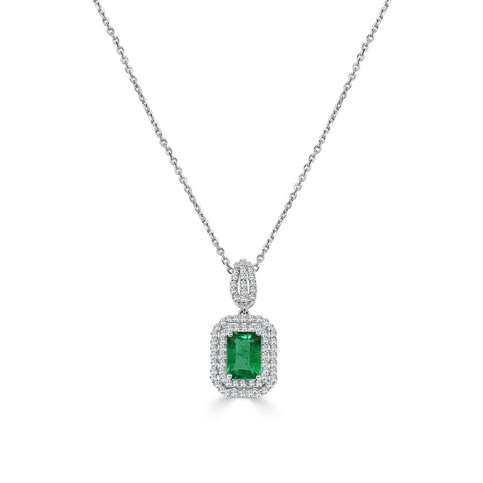 Green Emerald Natural Earth Mined Diamond Gemstone Pendant Necklace 635 Carat WG 14K GB Necklaces Green Emerald Natural Earth Mined Diamond Gemstone Pendant Necklace 635 Carat WG 14K GB Necklaces