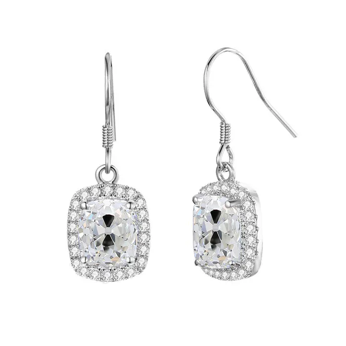 HarryChadEntcom Earrings Cushion Old Mine Cut 550 Carats Halo Genuine Natural Earth Mined Diamond Dangle Earrings HarryChadEntcom Earrings Cushion Old Mine Cut 550 Carats Halo Genuine Natural Earth Mined Diamond Dangle Earrings